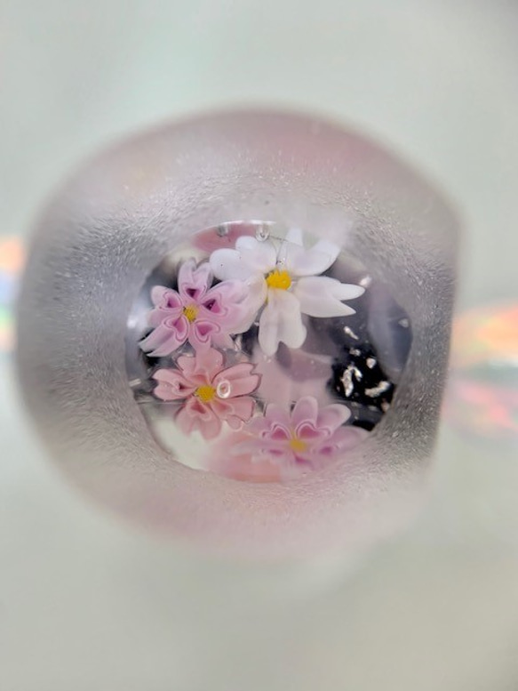 桜のビーズネックレス　黒 5枚目の画像