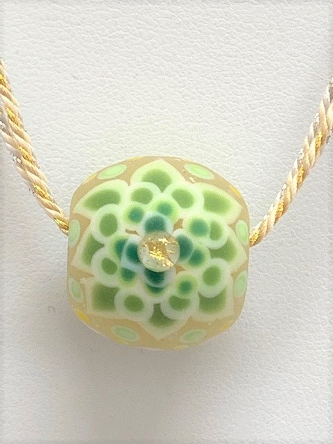 手毬　とんぼ玉ネックレス　緑