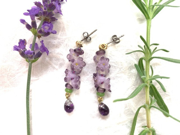 ラベンダーピアス/イヤリング 1枚目の画像