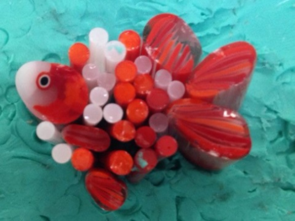 金魚鉢のとんぼ玉ネックレス 6枚目の画像