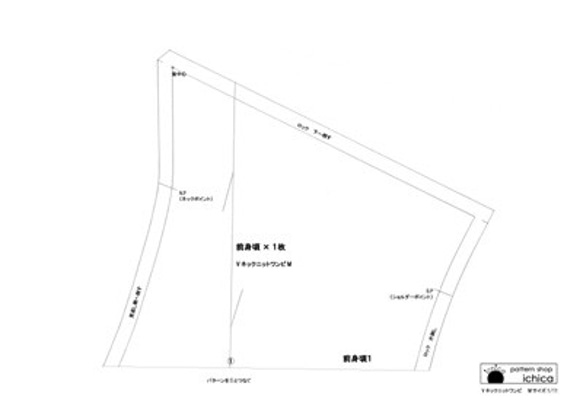 【型紙+作り方】 Vネックニットワンピ　レディースS～３L 9枚目の画像