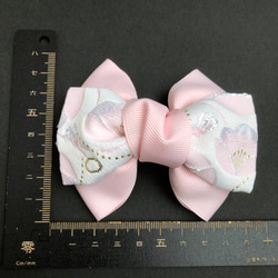 京都 西陣織 お花柄ピンクのトリプルリボンクリップ 8枚目の画像