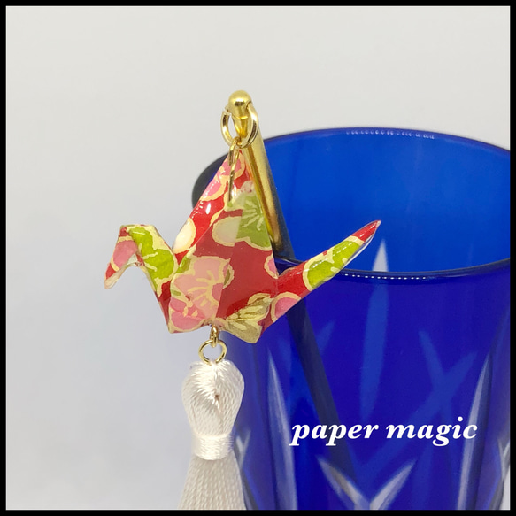 折り鶴タッセルのシンプルかんざし(彩り梅) 4枚目の画像