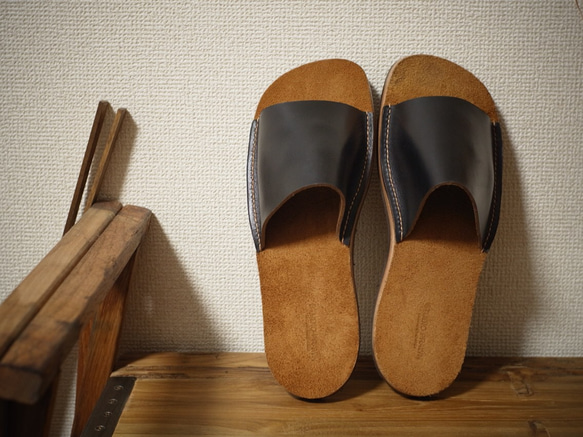 【SP-001】VAMP SANDAL - BLACK CHROMEXCEL 2枚目の画像