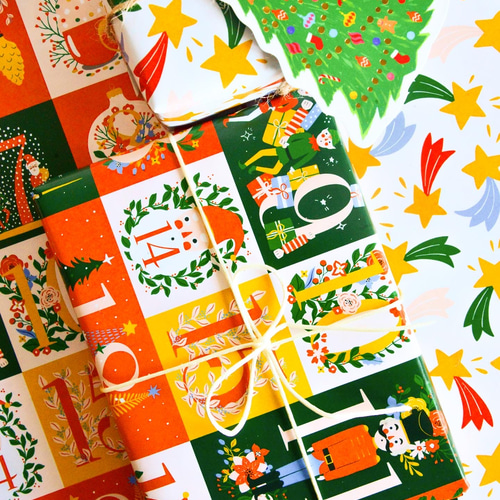 単品10枚】①アドベントカレンダー＆星 ＜A4両面デザインペーパー