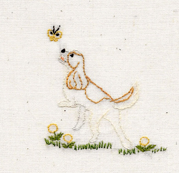 バックステッチで出来るキャバリア刺繍キット・ブレン 2枚目の画像