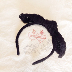 レース編みのカチューシャ Black Knot 〠送料無料〠 1枚目の画像