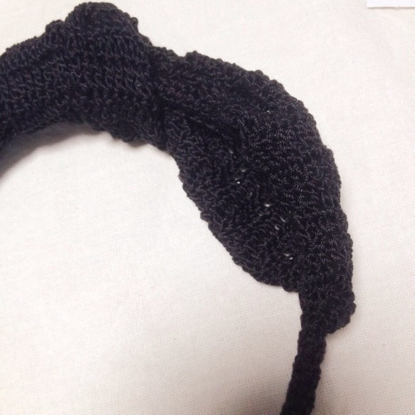 レース編みのカチューシャ Black Knot 〠送料無料〠 2枚目の画像