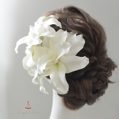 ユリのヘッドドレス ゆりの髪飾り ウエディング ウェディング
