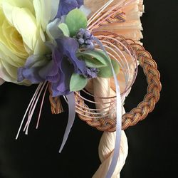 バラと紫陽花とコットンパールのしめ縄 2枚目の画像