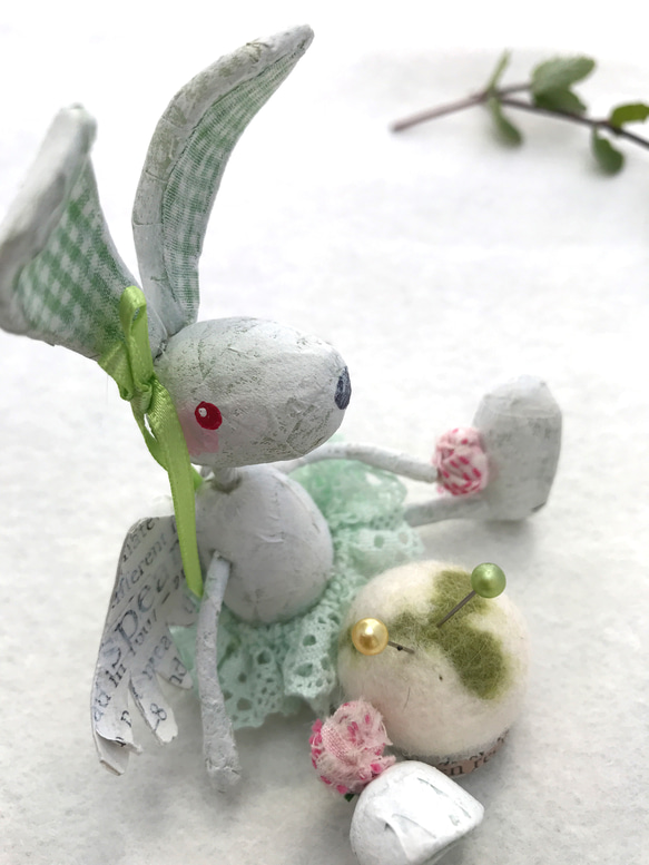 エンジェルうさぎのピンクッション (グリーン) 3枚目の画像