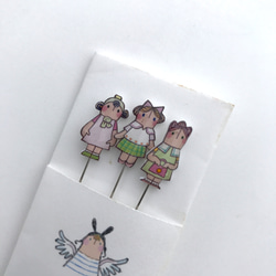 まち針、なかよし3人 グリーン 4枚目の画像