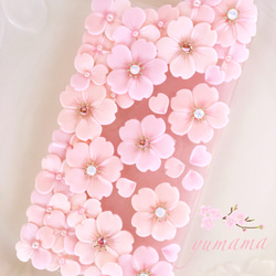 ハートの花びら桜色iPhoneケース スマホケース♡ほぼ全機種対応 1枚目の画像