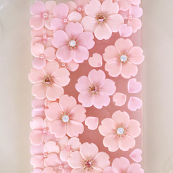 ハートの花びら桜色iPhoneケース スマホケース♡ほぼ全機種対応 5枚目の画像