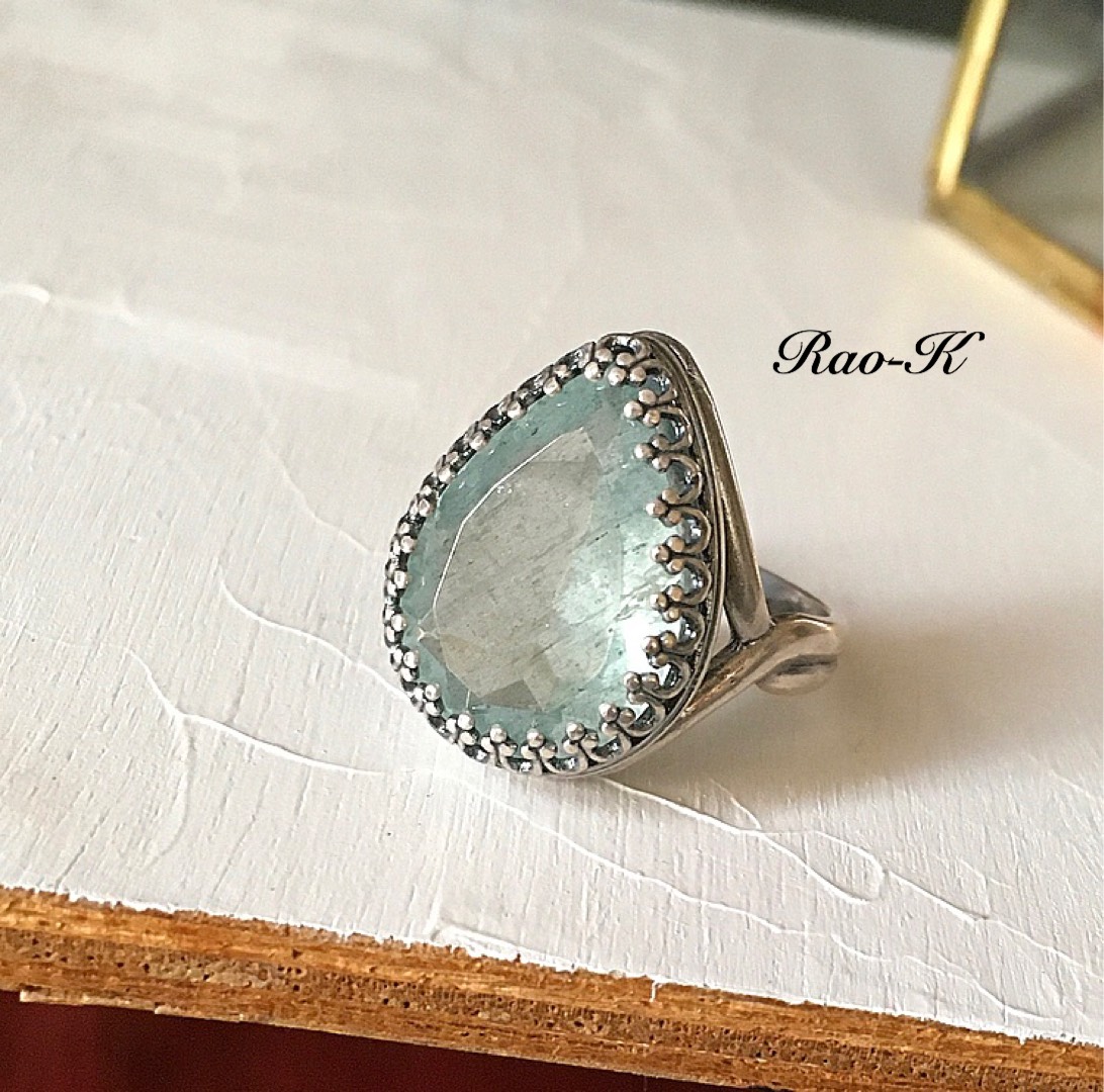 ✨ヨーロピアン・アンティーク調リング〜モスアクアマリン