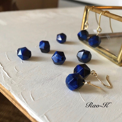 ✨14kgf ブルータイガーアイのピアス/イヤリング ピアス（フック