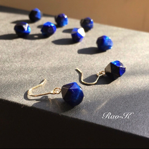 ✨14kgf ブルータイガーアイのピアス/イヤリング ピアス（フック