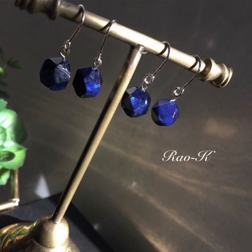 ✨14kgf ブルータイガーアイのピアス/イヤリング ピアス（フック