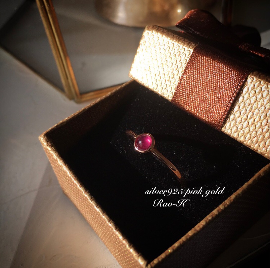 ✨silver925pink gold大人のシンプル・リング〜ルビー