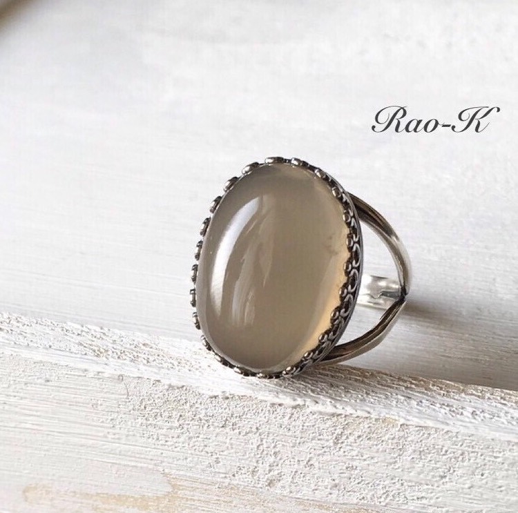 ✨ヨーロピアン・アンティーク調リング〜ムーンストーン/モカグレイ
