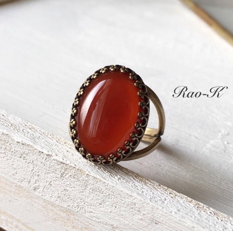 ✨ヨーロピアン・アンティーク調リング〜カーネリアン