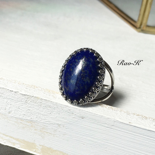イギリス　アンティーク　14K リング　オパール　ラピスラズリ ✨ヨーロピアン・アンティーク調リング〜ラピスラズリ 指輪