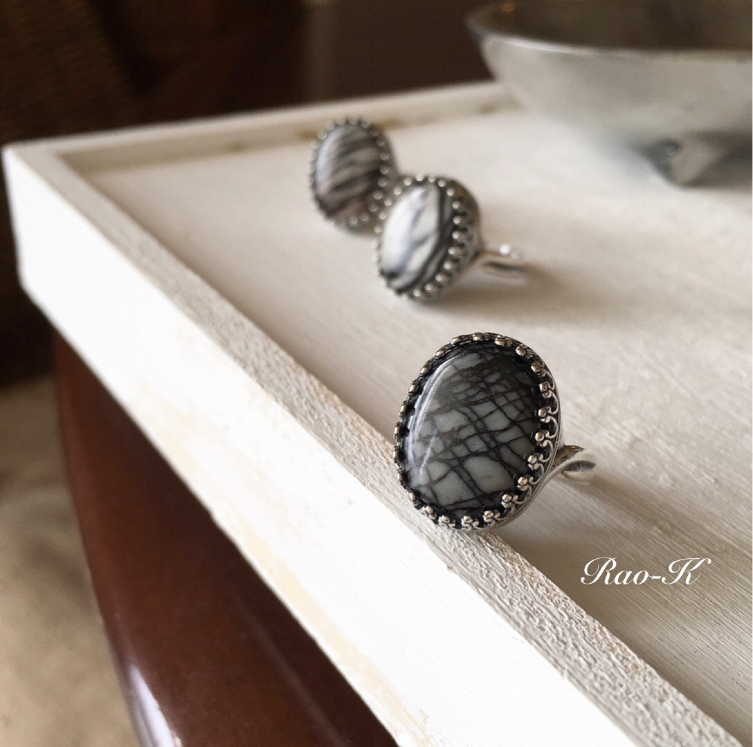 ✨always be yourself!アンティーク調リング〜ゼブラジャスパー