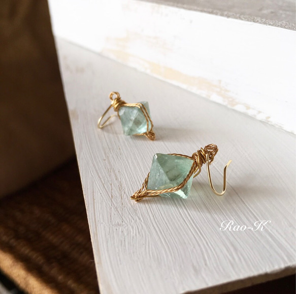 ✨14kgf原石ピアス/イヤリング✨フローライト ピアス(フック ✨14kgf原石ピアス/イヤリング✨フローライト ピアス(フック