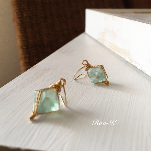 ✨14kgf原石ピアス/イヤリング✨フローライト ピアス(フック ✨14kgf原石ピアス/イヤリング✨フローライト ピアス(フック