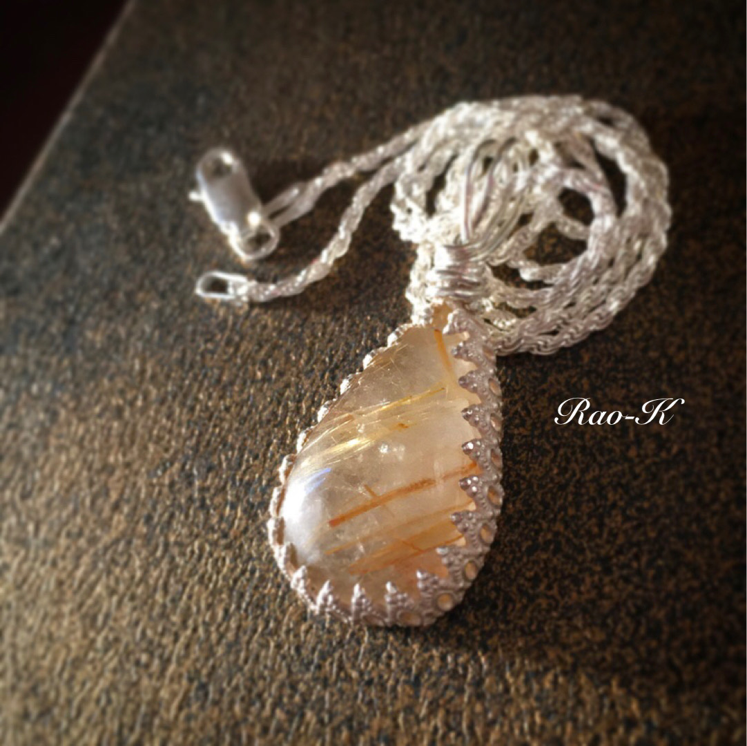 ✨silver925アンティーク調ペンダントトップ〜ルチルクォーツ