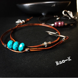 レザーコード×ターコイズのブレスレット ブレスレット Rao-K 通販