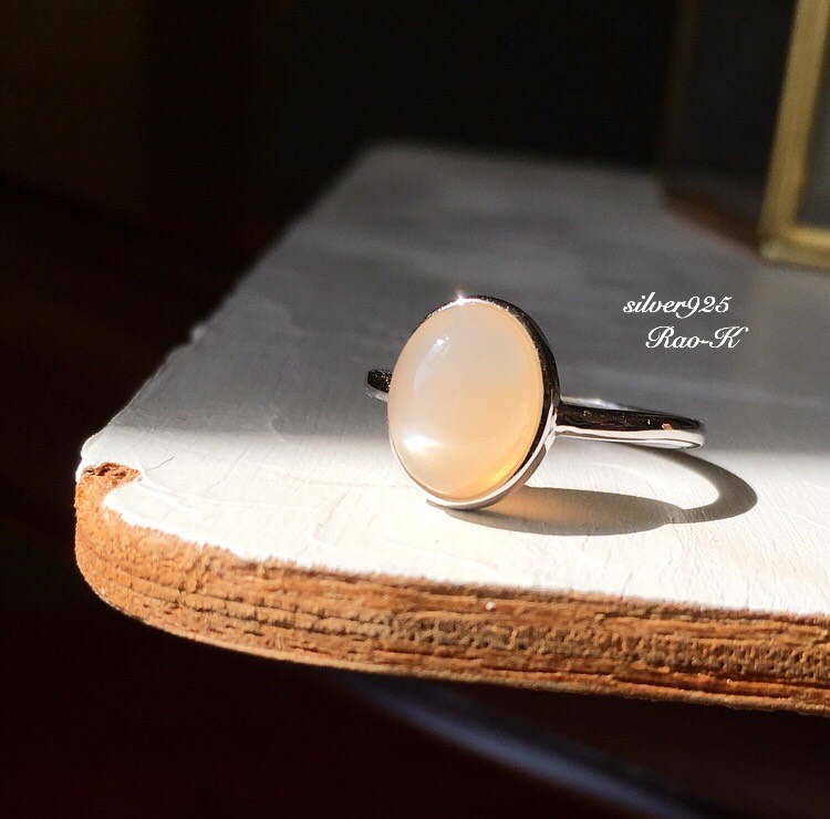 ✨silver925大人のシンプル・リング〜ピーチムーンストーン