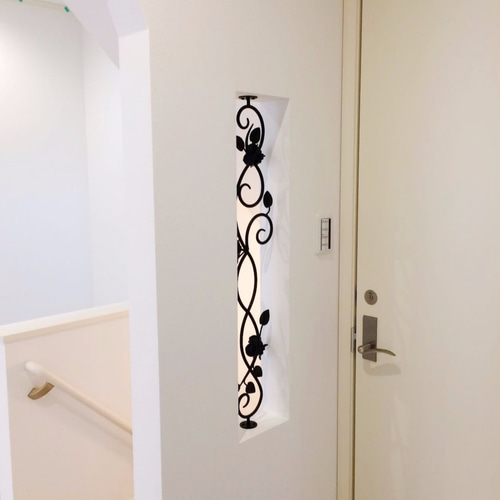 薔薇の装飾パネル アイアン製 W90cm 高級 装飾 スリット 屋外 面