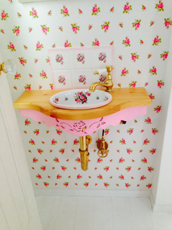 【顯示器價格】木製玫瑰洗手台廁所全國洗手盆碗瓷磚 第1張的照片