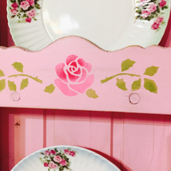 薔薇のシェルフＬ 木製 バラ アンティーク調 バラ ホワイト 国産カントリー家具 フレンチシック メルヘンチック 飾り棚 6枚目の画像
