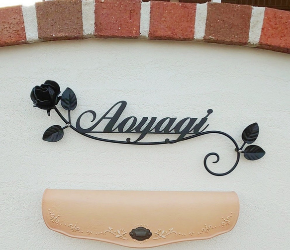 薔薇の表札 アイアン製 シングルローズA 豪華 看板 ネームプレート