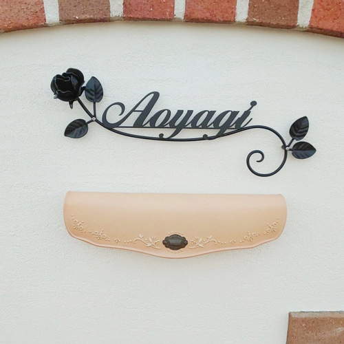 薔薇の表札 アイアン製 シングルローズA 豪華 看板 ネームプレート