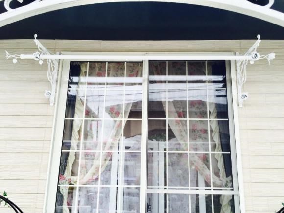 受注制作 国産☆ アイアン製 物干し用 薔薇の竿 飾り含めて2m 鉄製 ポール ローズ ランドリーハンガー 物干し竿