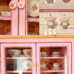 特注アンティークピンク 木製 薔薇のカップボード 国産 高品質 食器棚 水屋 アンティーク調 ローズ カントリー家具 8枚目の画像