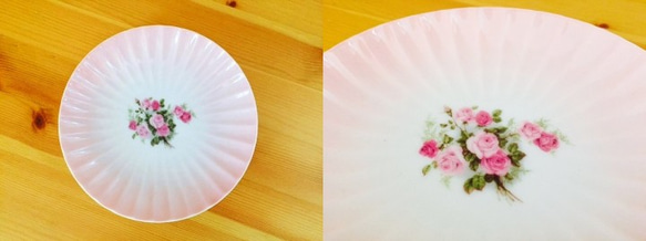 陶器 薔薇のプレート 小皿 ピンクローズ 薔薇柄 和食器 洋食器 2枚目の画像