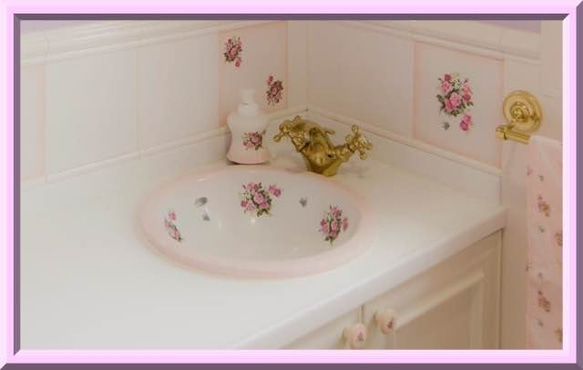 陶器製 薔薇の洗面ボウルラウンドL 国産ウォッシュボウルローズ バス