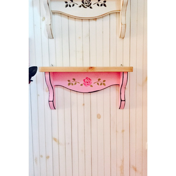 【訂單生產】木製玫瑰花架S國內仿古粉紅色×模具玫瑰花櫃 第4張的照片