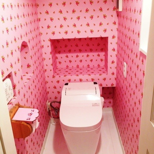 要問い合せ♥️トイレも薔薇空間♥️トイレグッズ　ペーパー収納　薔薇ペイント　３色 薔薇のトイレペーパーホルダー 特注 キャンディピンク カントリー