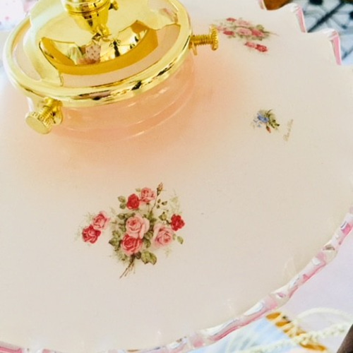 早い者勝ち価格アンティークガラスシェードローズ薔薇コードソケットセット