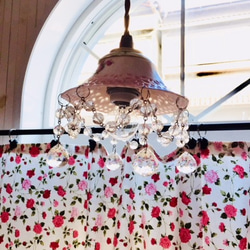 薔薇のシェード シャンデリア 陶器製 灯具付きランプ ピンク吹き 照明 アンティーク調バラ ランプ 手元灯トイレライト 4枚目の画像
