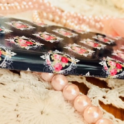 iPhone iPhone保護套玫瑰圖案智能手機精裝玫瑰×格子琥珀復古粉紅色 第6張的照片