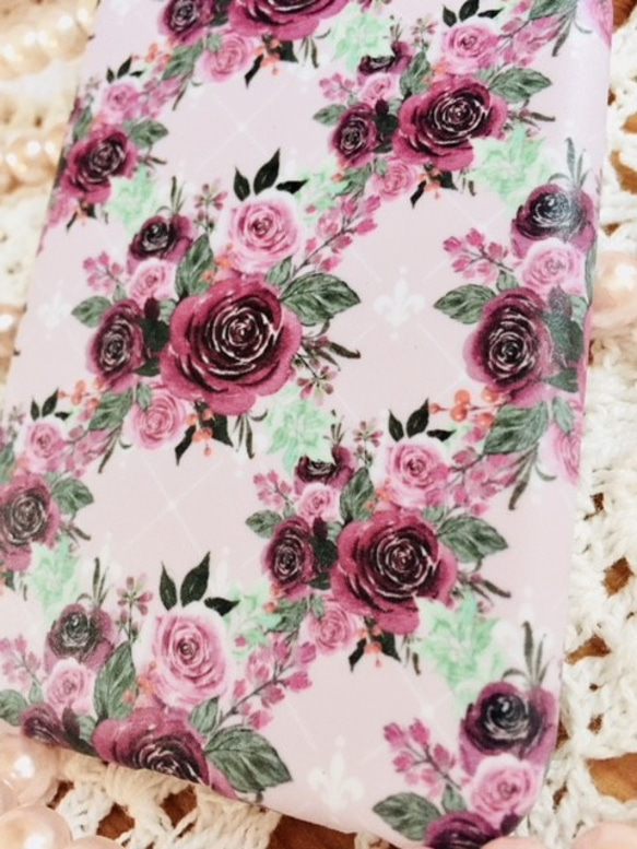 iPhone iPhone保護套玫瑰圖案智能手機外殼精裝古董玫瑰紫色粉色 第5張的照片