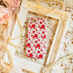 iPhoneアイフォンカバー 薔薇と蝶 スマホケース ハードカバーアンティーク調ローズ バラ kawaii japan 2枚目の画像