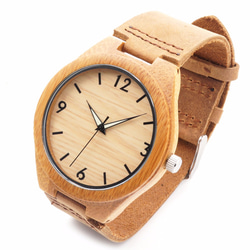 温もりある天然木製 腕時計 ウッド ハンドメイド<0071> 2枚目の画像