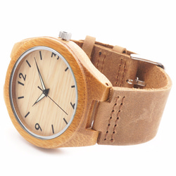温もりある天然木製 腕時計 ウッド ハンドメイド<0071> 4枚目の画像